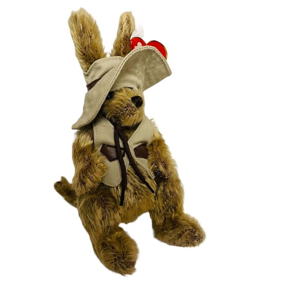 TY Attic Treasures Hogan the Kangaroo Bunny Plush With Hat & Vest Brown 10" - Picture 8 of 10